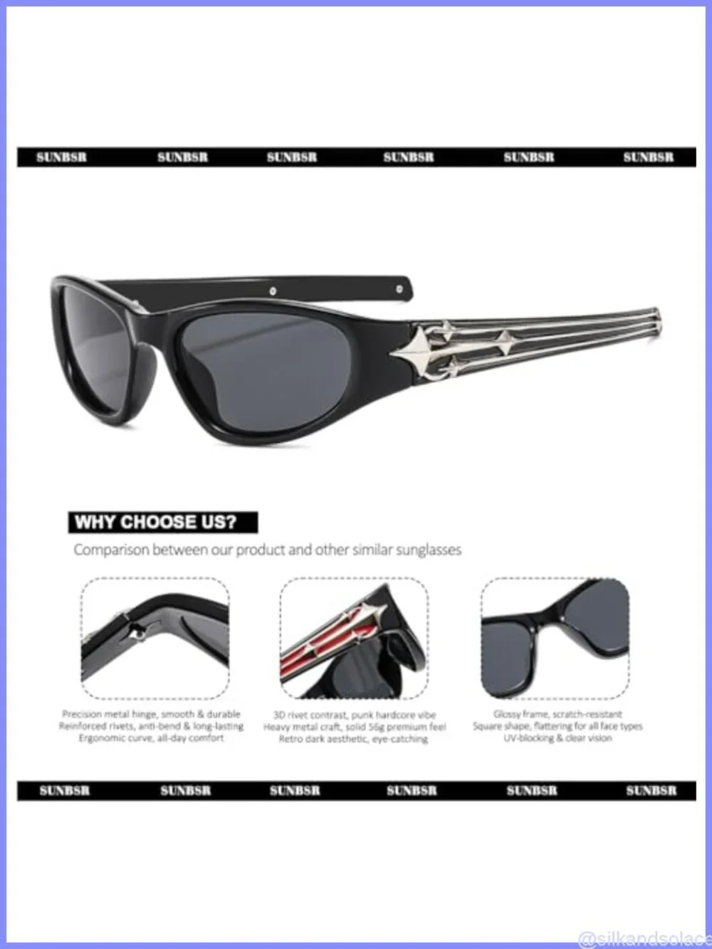 Y2K Star Wrap Around Sunglasses UV400 Full Frame Narrow Fit Rave Festival